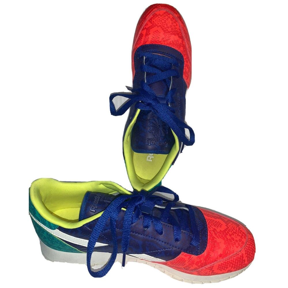 8.5 Reebok Classic Snake Womens Sneakers Trainers Non Marking Shoes AR1577 Neon